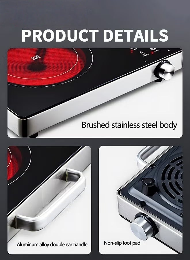 EETU Induction Cooker,Electric Induction Countertop Burner With 2 Handle And LCD Sensor Touch Timer,6 Power Induction Burner For Cooking Induction Cooktop - Image 3